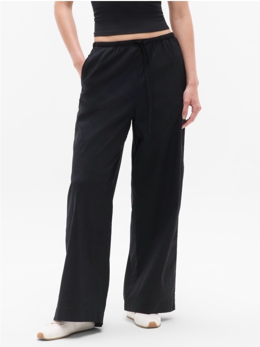 NWT Athleta Paradise Wide Leg Pants Black Linen Blend Small Petite Medium